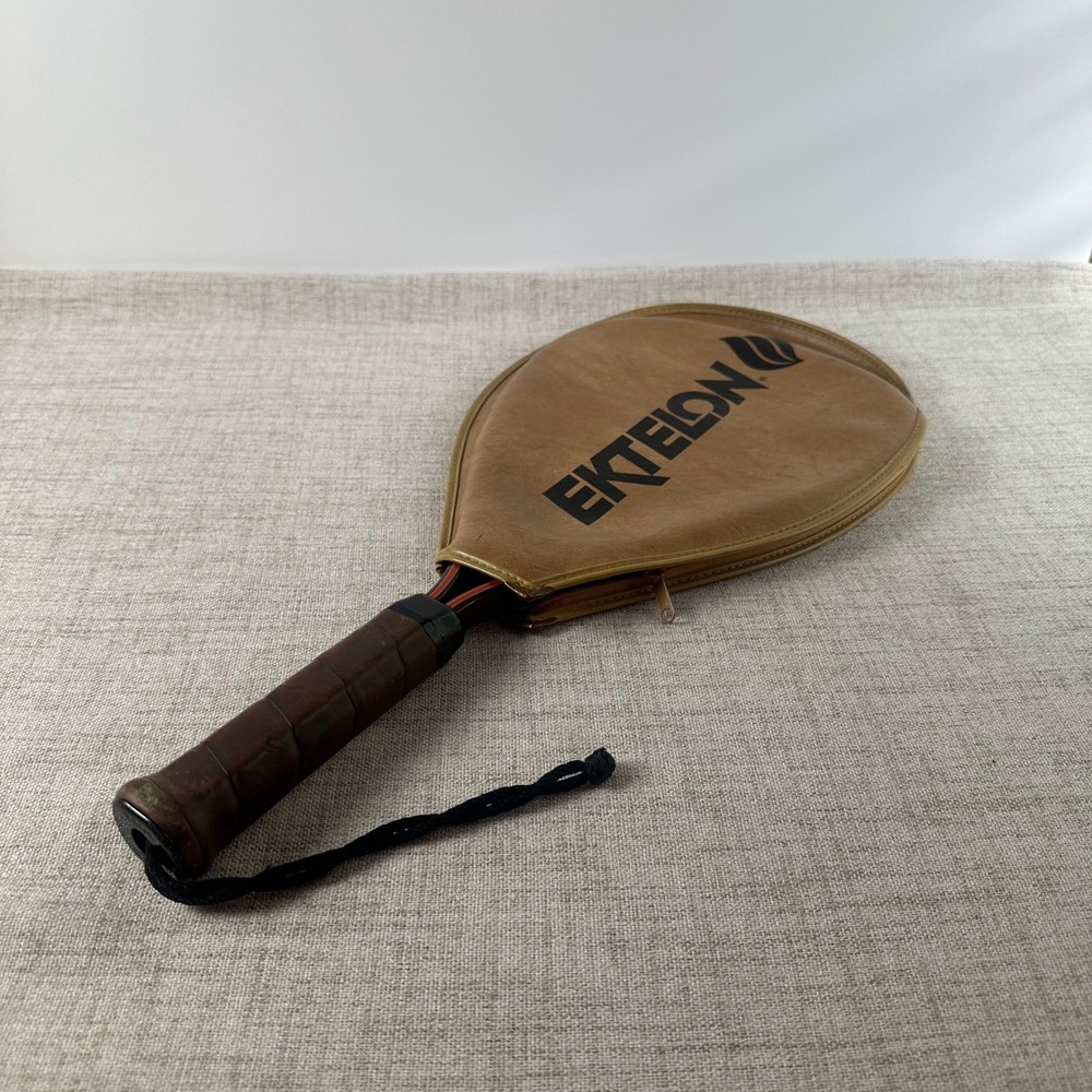 Vintage Ektelon Axon Graphite Racquetball Racquet w/ Original Cover Leather Grip